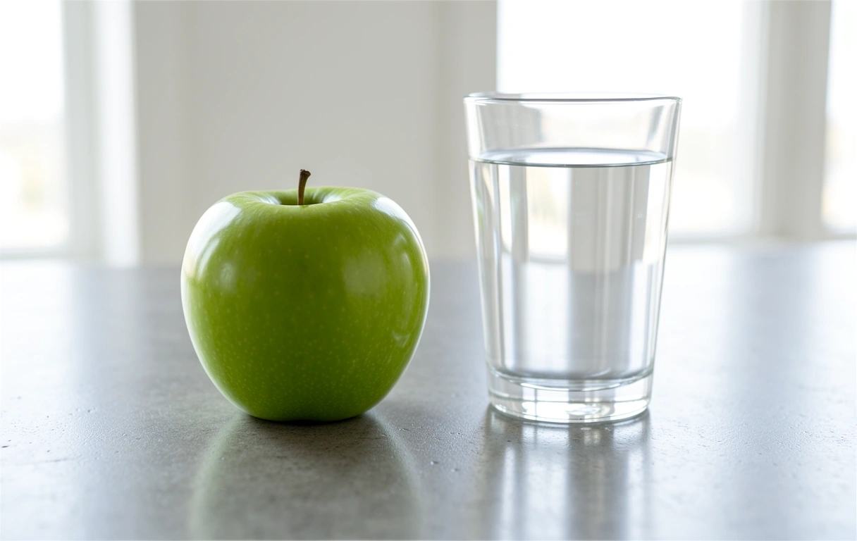 Frisches Obst und Wasser als Symbol für Wohlbefinden